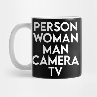 person woman man camera tv Mug